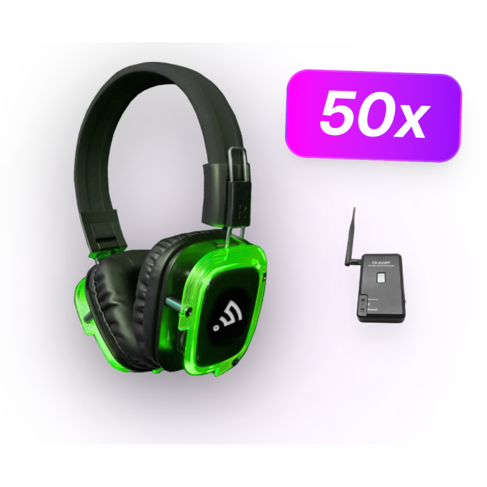 Silent Disco pakket - 50 koptelefoon - 1 zender