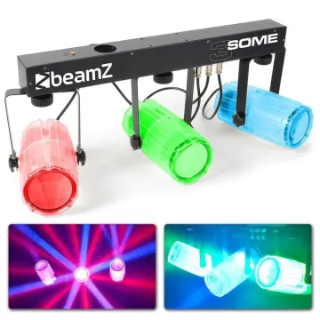 2x statief met 3-Some Lichtset 3x 57 RGBW LED's met DMX - Transparant