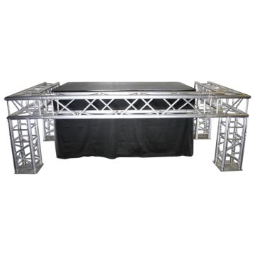 Truss DJ Booth met 2x1m podium op 100cm (3×1,5m) buitenmaten